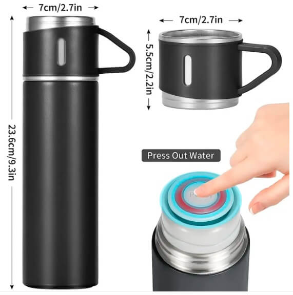 Conjunto de Frascos a Vácuo em Aço Inox, Garrafa 500ml - 1ClickComprou