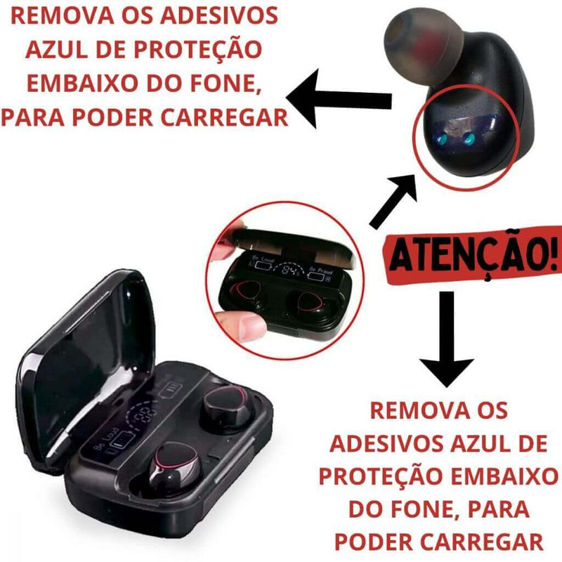 Fone De Ouvido bluetooth 5.1 M10 Sem Fio TWS Estéreo Com Pod Carregador - 1ClickComprou