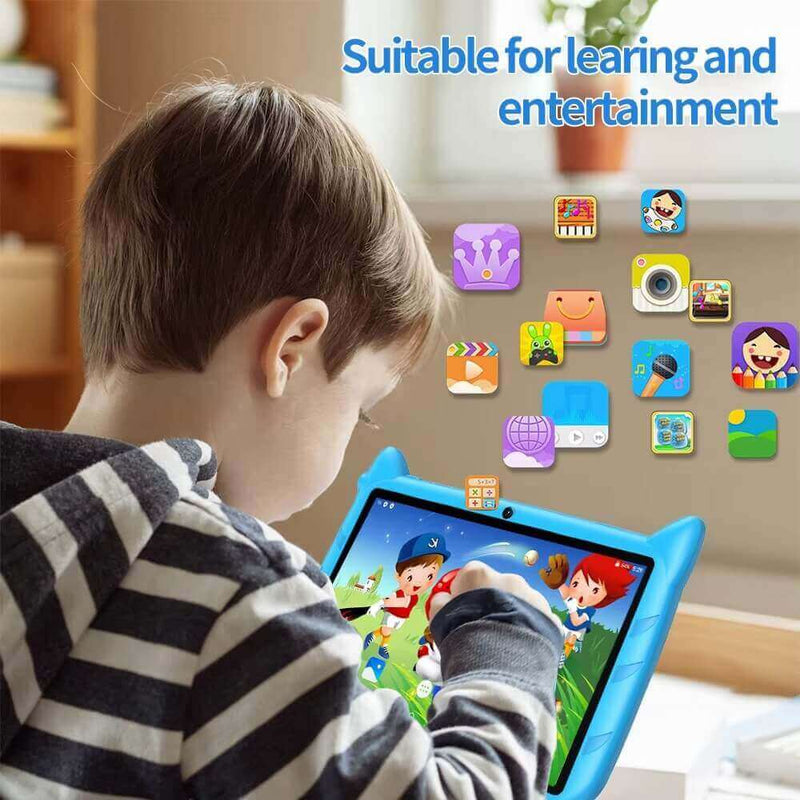 BDF - Tablet Infantil com Câmera Dupla, Android 13, 4GB RAM, 64GB ROM, Expansão de 1TB, 5G WiFi, Bateria 4000mAh - 1ClickComprou