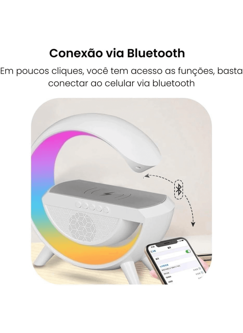 Alto-falante Bluetooth G com estação inteligente, RGB, Bluetooth luminoso, 3 em 1 - 1ClickComprou