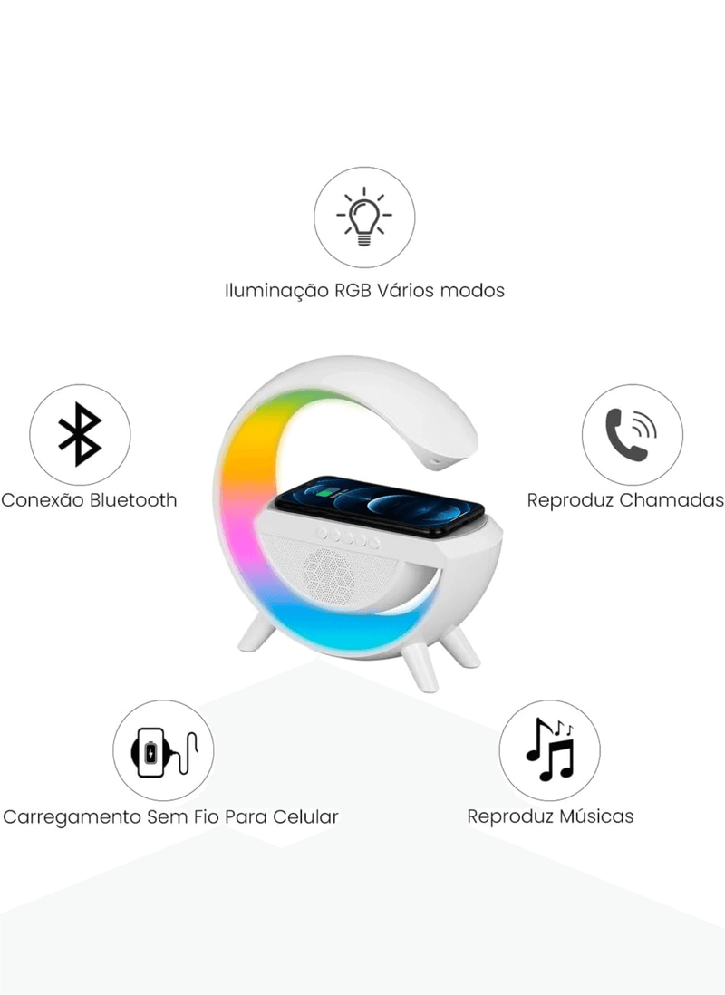 Alto-falante Bluetooth G com estação inteligente, RGB, Bluetooth luminoso, 3 em 1 - 1ClickComprou